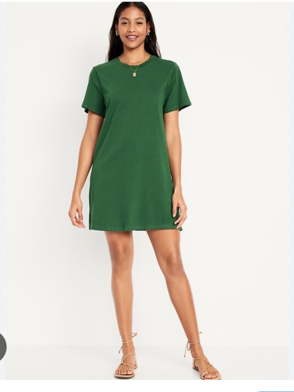 Old Navy Forest Green Crewneck Mini Dress